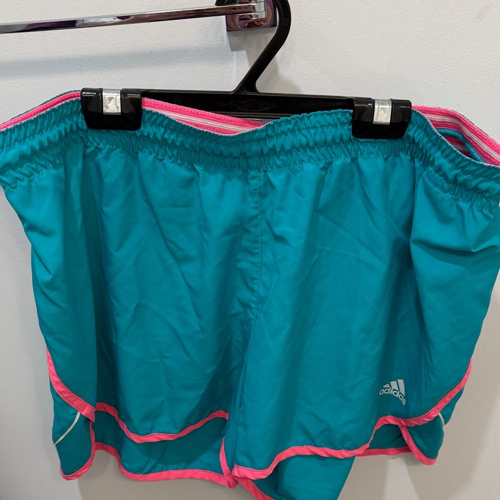 Adidas Turquoise and Pink Sports Shorts